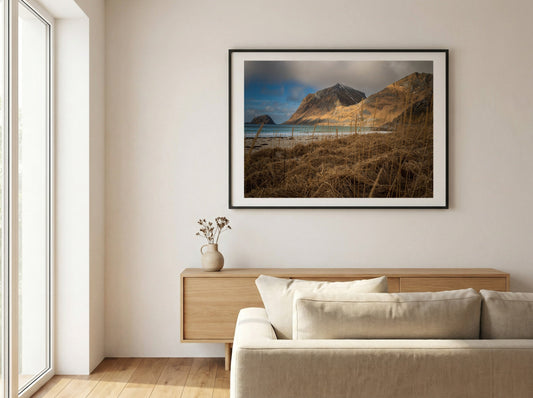 Arctic Meadow limited edition fine art print in black frame, room mockup