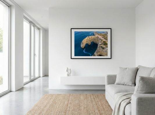 Benagil Arch — Algarve Fine Art Print | Portugal Aerial Coastal Wall Art