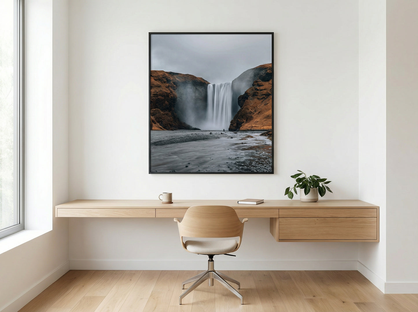 Skógafoss — The Lone Figure — lifestyle wall mockup