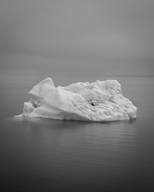 Iceberg at Jökulsárlón glacier lagoon, Iceland, black and white