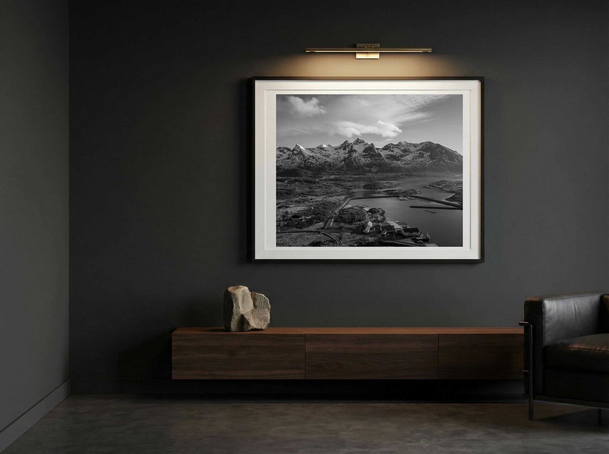 Reine Overcast limited edition fine art print in black frame, room mockup