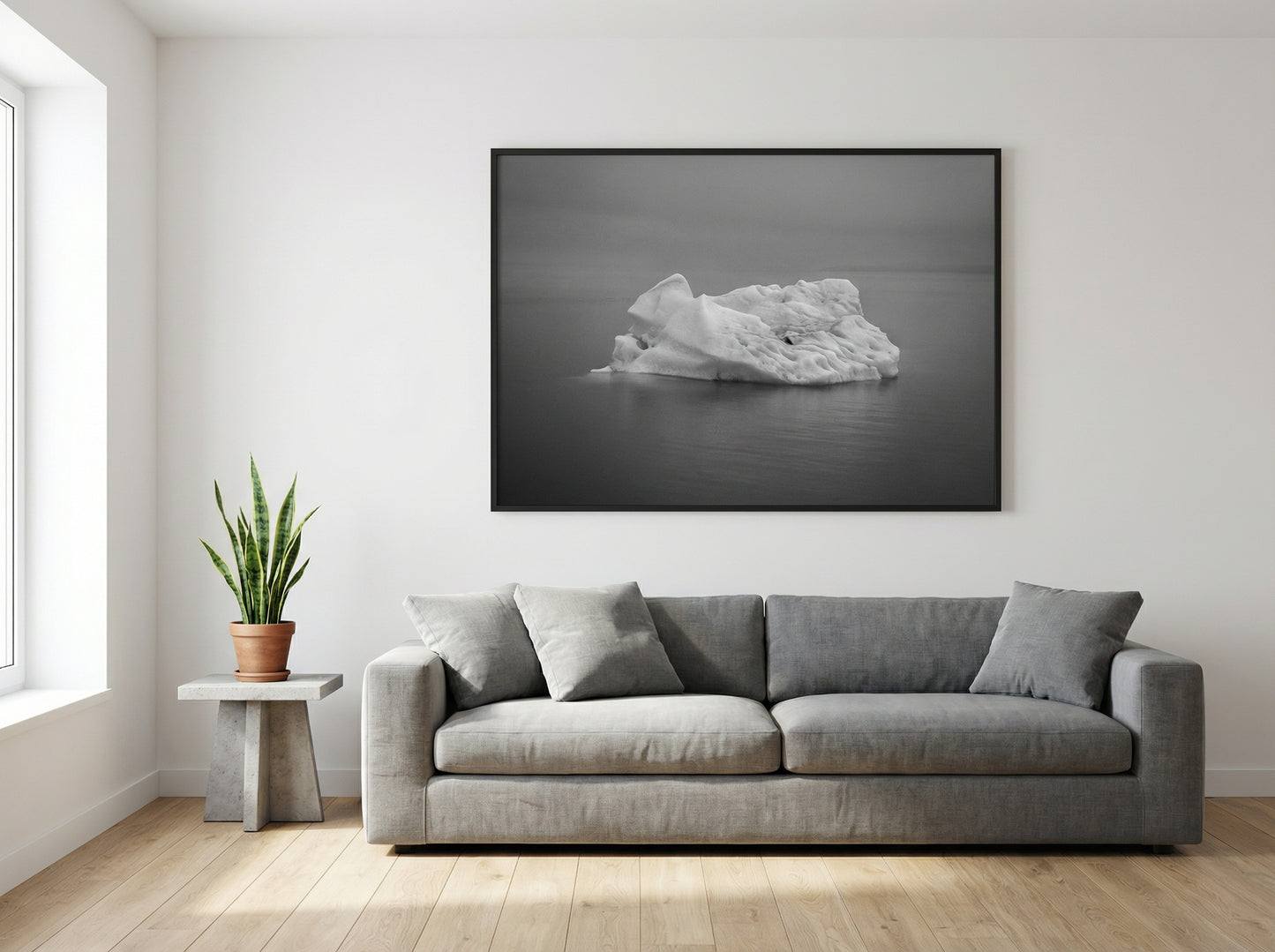 Jökulsárlón — Iceberg (Black & White) — lifestyle wall mockup