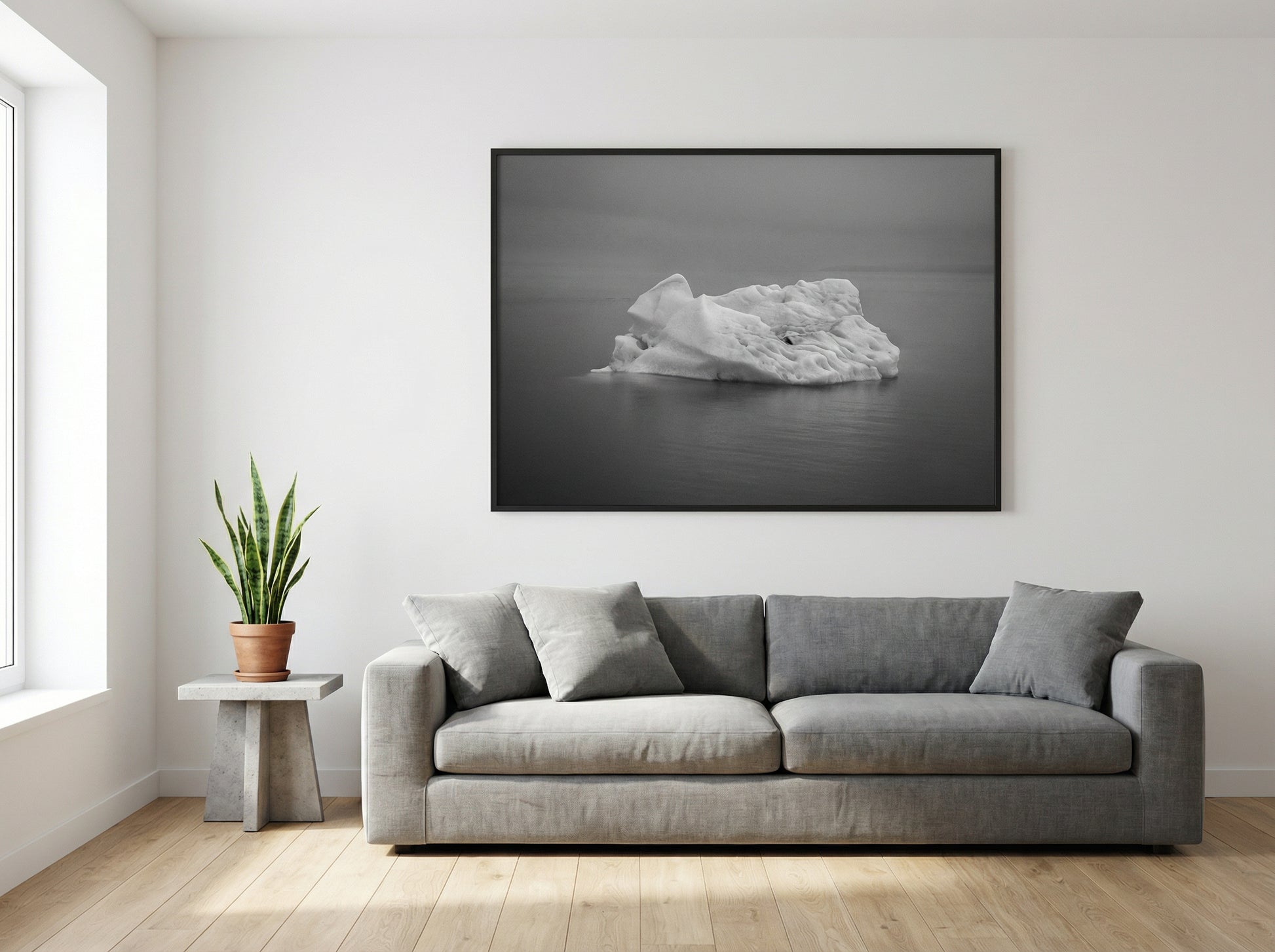 Jökulsárlón — Iceberg (Black & White) — lifestyle wall mockup