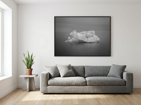 Jökulsárlón — Iceberg (Black & White) — lifestyle wall mockup