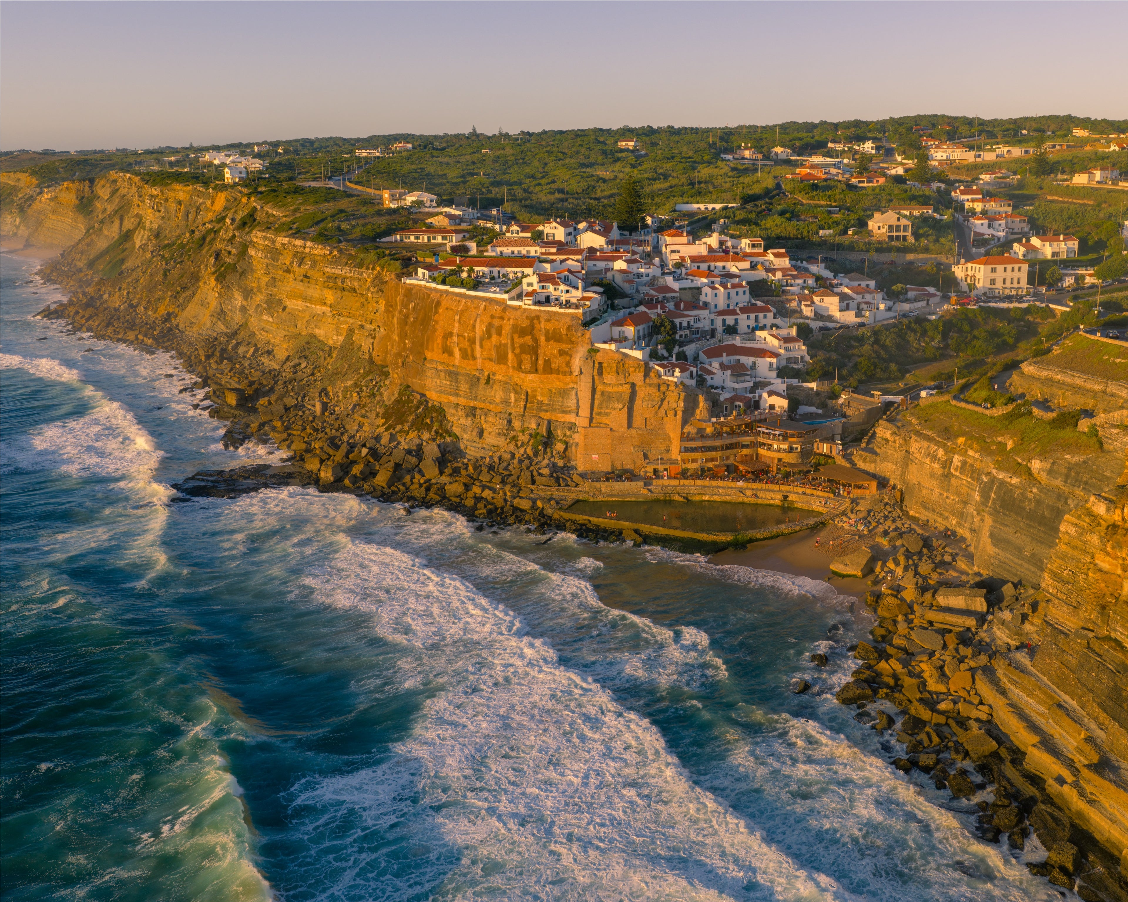 Azenhas do Mar village at golden hour, Sintra, Portugal